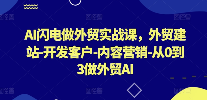 AI闪电做外贸实战课，​外贸建站-开发客户-内容营销-从0到3做外贸AI（更新）-火柴小市场