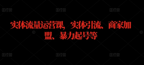 实体流量运营课，实体引流、商家加盟、暴力起号等-火柴小市场
