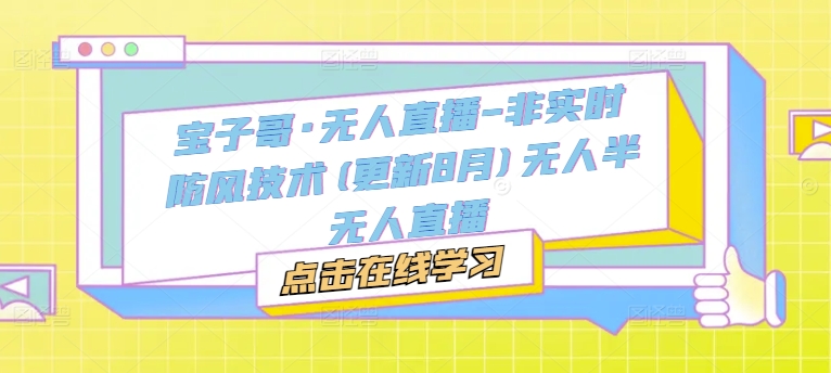 宝子哥·无人直播-非实时防风技术(更新9月)无人半无人直播-火柴小市场
