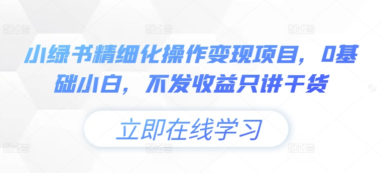 小绿书精细化操作变现项目，0基础小白，不发收益只讲干货-火柴小市场