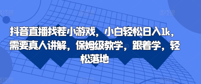 抖音直播找茬小游戏，小白轻松日入1k，需要真人讲解，保姆级教学，跟着学，轻松落地【揭秘】-火柴小市场