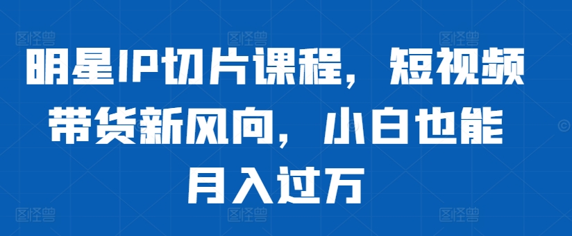 明星IP切片课程，短视频带货新风向，小白也能月入过万-火柴小市场