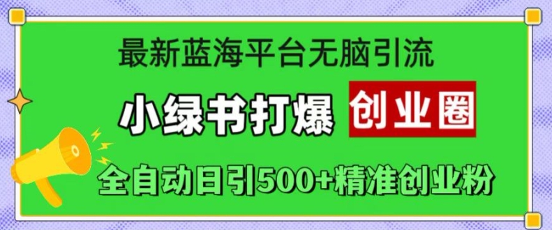 最新蓝海平台无脑引流，小绿书打爆创业圈，全自动日引500+精准创业粉-火柴小市场