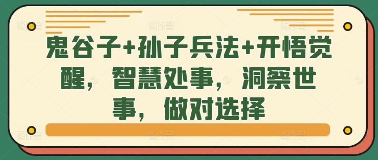 鬼谷子+孙子兵法+开悟觉醒，智慧处事，洞察世事，做对选择-火柴小市场