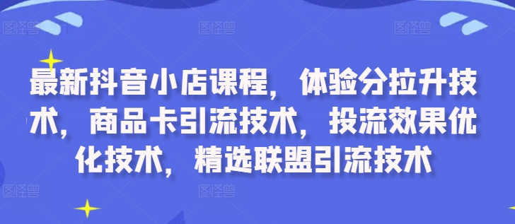 最新抖音小店课程，体验分拉升技术，商品卡引流技术，投流效果优化技术，精选联盟引流技术-火柴小市场