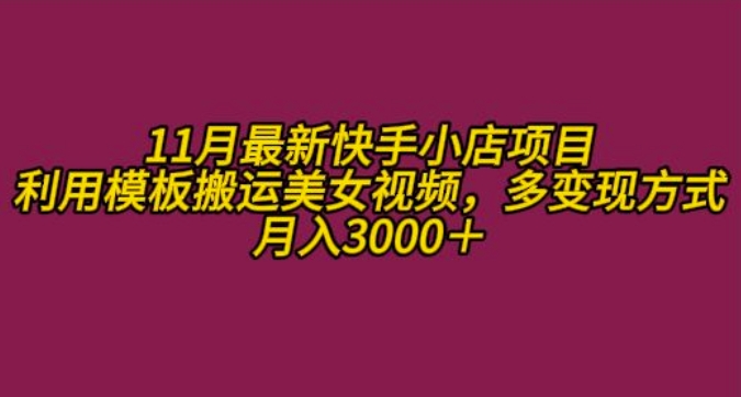 11月K总部落快手小店情趣男粉项目，利用模板搬运美女视频，多变现方式月入3000+-火柴小市场
