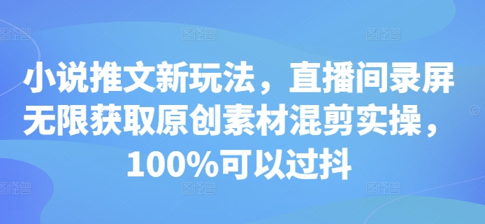 小说推文新玩法，直播间录屏无限获取原创素材混剪实操，100%可以过抖-火柴小市场