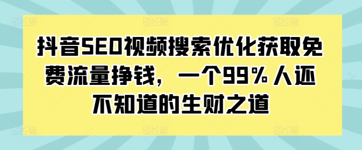 抖音SEO视频搜索优化获取免费流量挣钱，一个99%人还不知道的生财之道-火柴小市场