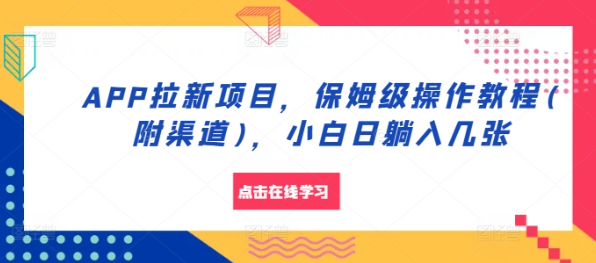 APP拉新项目，保姆级操作教程(附渠道)，小白日躺入几张【揭秘】-火柴小市场