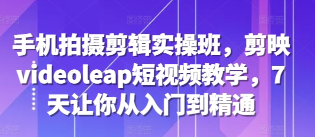 手机拍摄剪辑实操班，剪映videoleap短视频教学，7天让你从入门到精通-火柴小市场