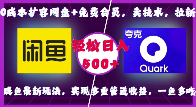 0成本扩容网盘+免费会员，卖技术，拉新，咸鱼最新玩法，实现多重管道收益，一鱼多吃，轻松日入500+-火柴小市场