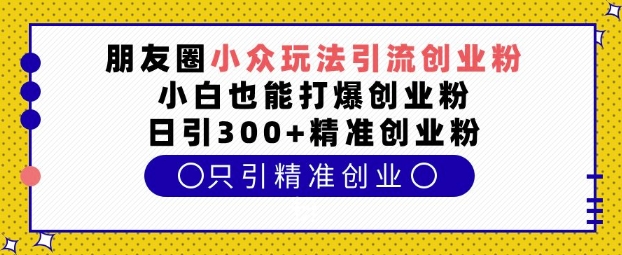 朋友圈小众玩法引流创业粉，小白也能打爆创业粉，日引300+精准创业粉【揭秘】-火柴小市场