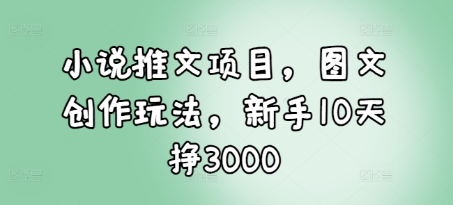 小说推文项目，图文创作玩法，新手10天挣3000-火柴小市场