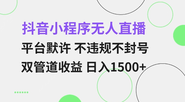 抖音小程序无人直播 平台默许 不违规不封号 双管道收益 日入多张 小白也能轻松操作【仅揭秘】-火柴小市场