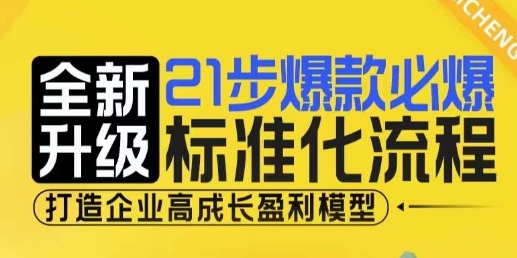 21步爆款必爆标准化流程，全新升级，打造企业高成长盈利模型-火柴小市场