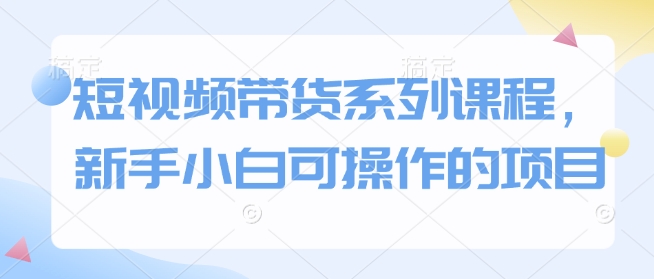 短视频带货系列课程，新手小白可操作的项目-火柴小市场