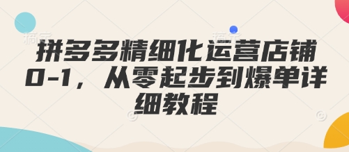 拼多多精细化运营店铺0-1，从零起步到爆单详细教程-火柴小市场