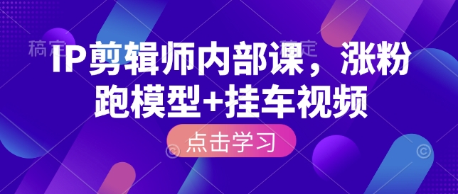 IP剪辑师内部课，涨粉跑模型+挂车视频-火柴小市场