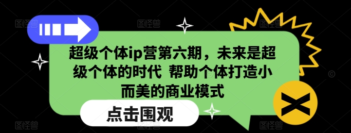 超级个体ip营第六期，未来是超级个体的时代  帮助个体打造小而美的商业模式-火柴小市场