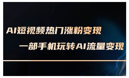 AI短视频热门涨粉变现课，AI数字人制作短视频超级变现实操课，一部手机玩转短视频变现-火柴小市场