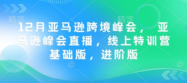 12月亚马逊跨境峰会， 亚马逊峰会直播，线上特训营基础版，进阶版-火柴小市场