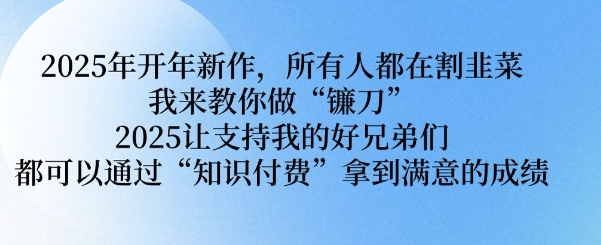 2025年开年新作，所有人都在割韭菜，我来教你做“镰刀” 2025让支持我的好兄弟们都可以通过“知识付费”拿到满意的成绩【揭秘】-火柴小市场