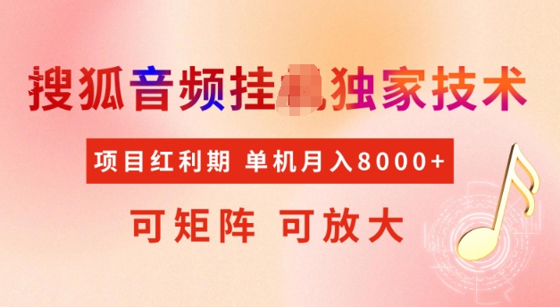 首发搜狐音频挂JI，项目红利期，可矩阵可放大，稳定月入5k【揭秘】-火柴小市场