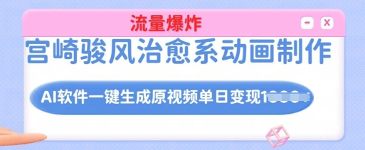 宫崎骏风治愈系动画制作，AI软件一键生成原创视频流量爆炸，单日变现多张，详细实操流程-火柴小市场