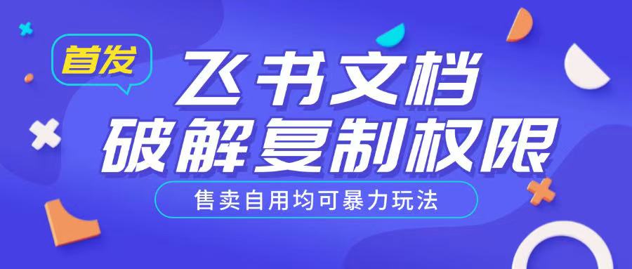 首发飞书文档破解复制权限，售卖自用均可暴力玩法-火柴小市场