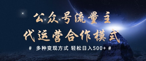 公众号流量主代运营  多种变现方式 轻松日入5张【揭秘】-火柴小市场