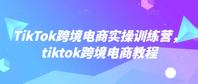 TikTok跨境电商实操训练营，tiktok跨境电商教程-火柴小市场