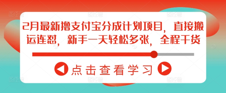 2月最新撸支付宝分成计划项目，直接搬运连怼，新手一天轻松多张，全程干货-火柴小市场