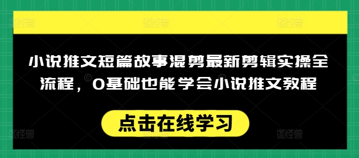 小说推文短篇故事混剪最新剪辑实操全流程，0基础也能学会小说推文教程，肯干多发日入多张-火柴小市场