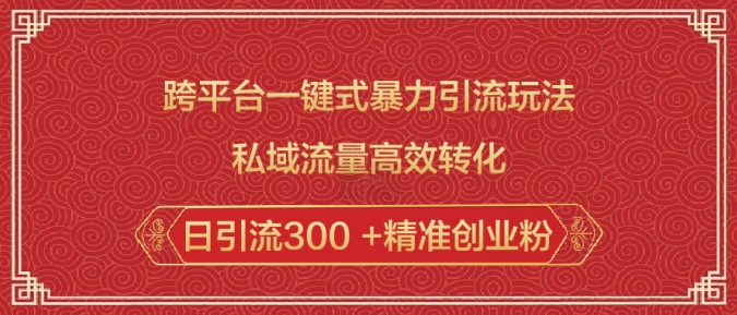 跨平台一键式暴力引流玩法，私域流量高效转化日引流300 +精准创业粉-火柴小市场