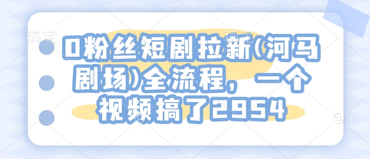 0粉丝短剧拉新(河马剧场)全流程，一个视频搞了2954-火柴小市场