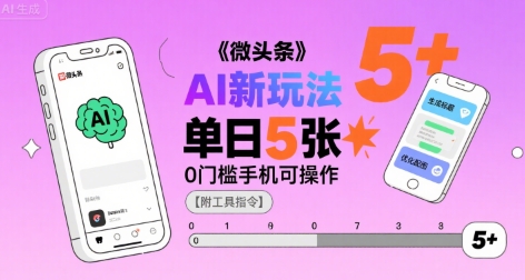 微头条AI新玩法，小白单日5张+，0门槛手机可操作【附工具指令】-火柴小市场