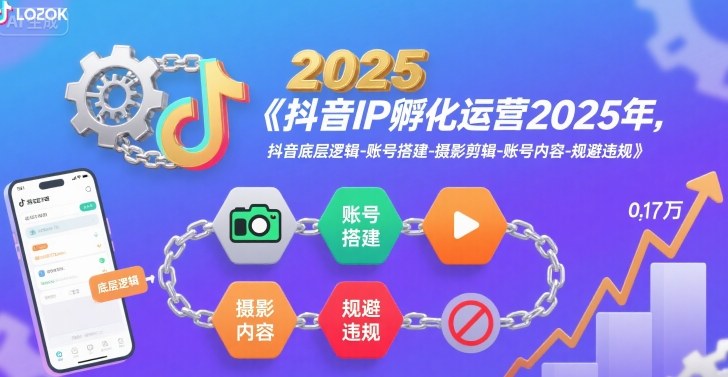 抖音IP孵化运营2025年，抖音底层逻辑-账号搭建-摄影剪辑-账号内容-规避违规-火柴小市场