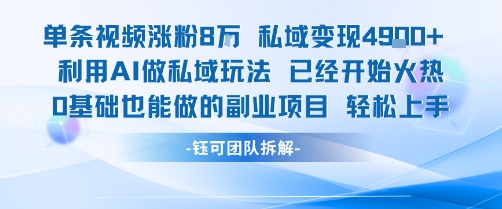 单条视频私域变现4.9k+利用AI做私域玩法 已经开始火热0基础也能做的副业项目轻松上手-火柴小市场