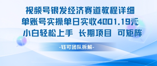 视频号银发经济赛道单账号实操单日实收1k+，小白轻松上手长期项目-火柴小市场