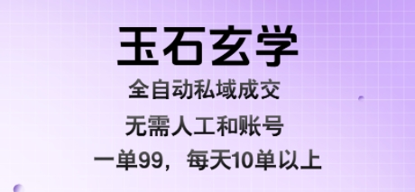 玉石玄学全自动私域成交，一单99每天十单以上，无需人工和矩阵账号，蓝海项目直接干【揭秘】-火柴小市场