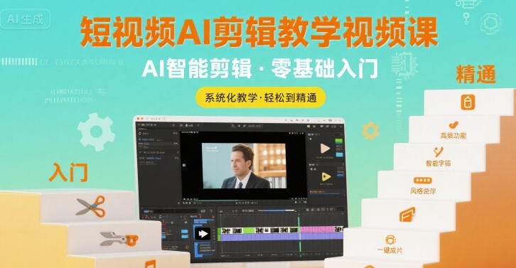 短视频AI剪辑教学视频课，入门到精通-火柴小市场