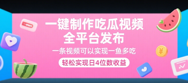 一键制作吃瓜视频，全平台发布，一条视频可以实现一鱼多吃，轻松实现日4位数收益【揭秘】-火柴小市场