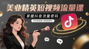 美业精英短视频流量课，掌握抖音流量密码，天天有询单，条条有转化-火柴小市场