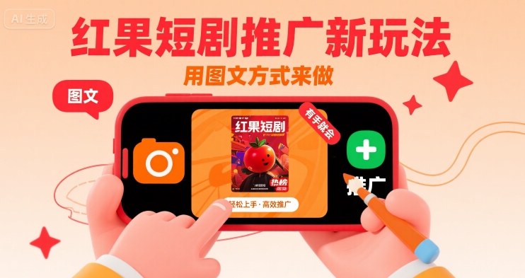 红果短剧推广新玩法，用图文方式来做，有手就会-火柴小市场