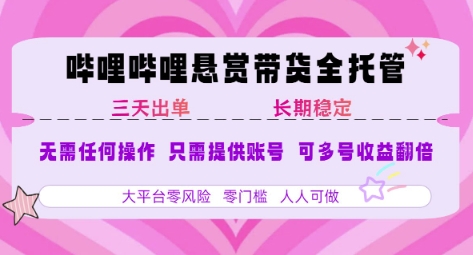 B站悬赏带货全托管，自测稳定，只需提供账号，无需基础，小白宝妈轻松上手，单日稳定3张【揭秘】-火柴小市场