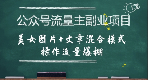 公众号流量主副业项目，美女图片+文章混合模式操作流量爆棚-火柴小市场