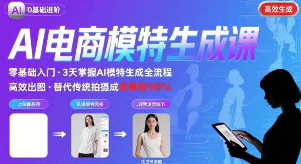 AI模特进阶课程，0基础高效生成逼真电商模特图-火柴小市场