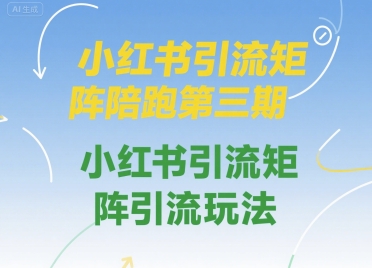 小红书引流矩阵陪跑第三期，小红书引流矩阵引流玩法-火柴小市场