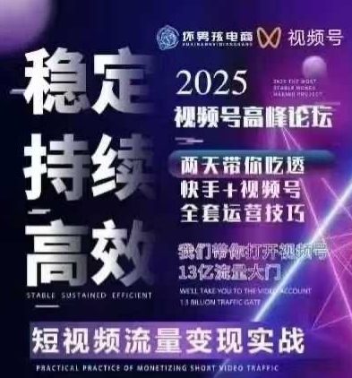 坏男孩电商视频号7月1号线下课，视频号短引、精细化模型打法，三频共振，无人，快手全站精细化运营-火柴小市场
