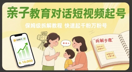 亲子教育对话短视频起号，保姆级拆解教程，快速起千粉万粉号-火柴小市场